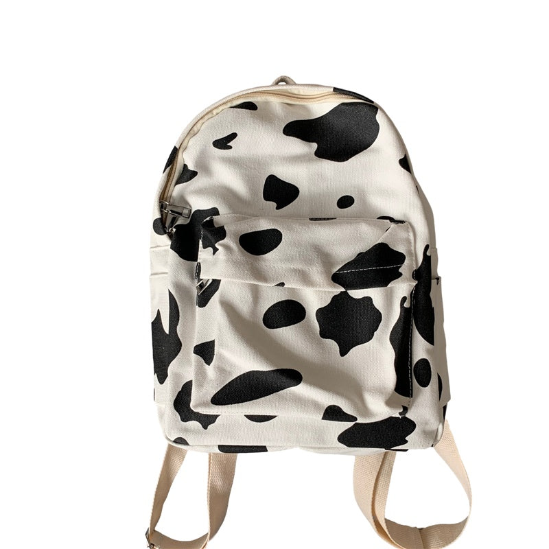 Cow print canvas backpack rucksack bag