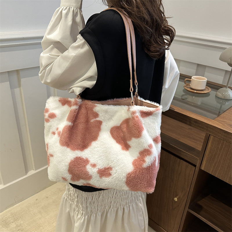 Casual Small Square Bag Simple Underarm Plush Hand-carrying Bag