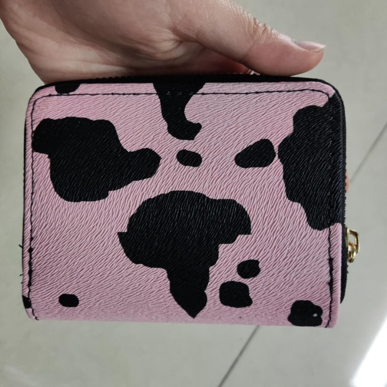 Women's Fashion Western Style Cow Pattern Chain Lipstick Bag