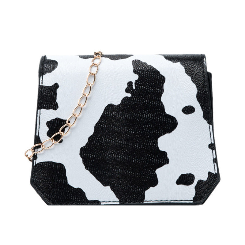 Women's Fashion Western Style Cow Pattern Chain Lipstick Bag