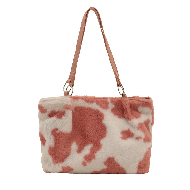 Casual Small Square Bag Simple Underarm Plush Hand-carrying Bag