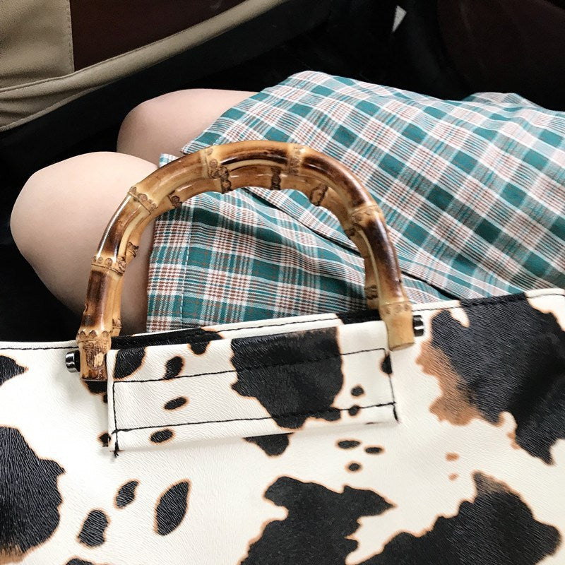 Ghost Horse Slub Portable Cow Pattern Bag