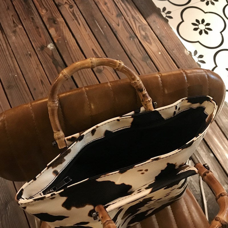 Ghost Horse Slub Portable Cow Pattern Bag