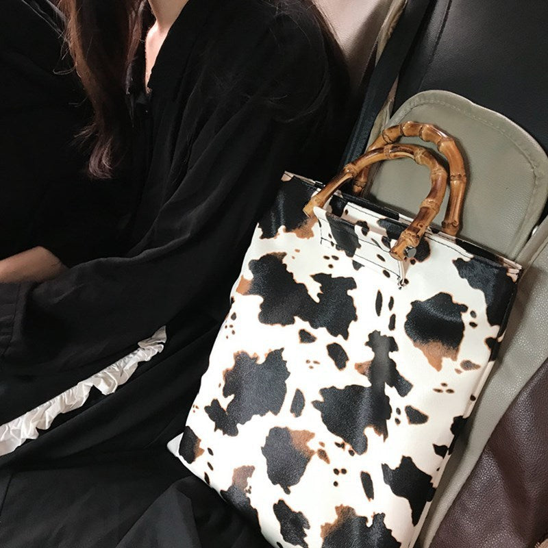 Ghost Horse Slub Portable Cow Pattern Bag