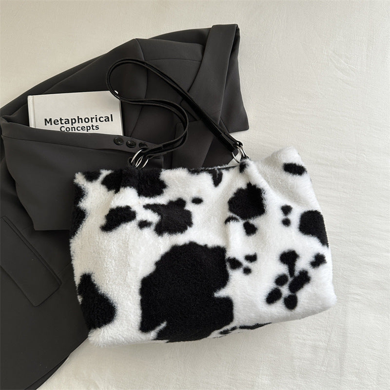 Casual Small Square Bag Simple Underarm Plush Hand-carrying Bag