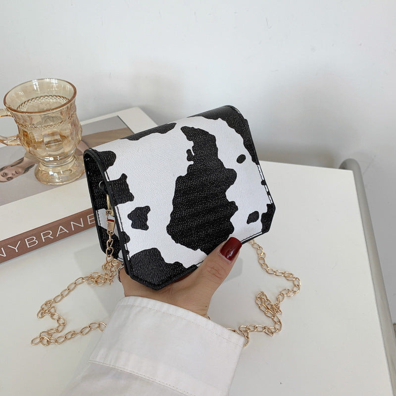 Women's Fashion Western Style Cow Pattern Chain Lipstick Bag