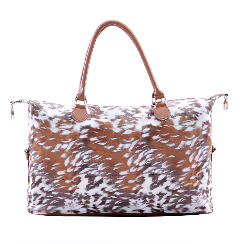 Women's Cow Print Leopard Print Large Capacity Canvas Bag