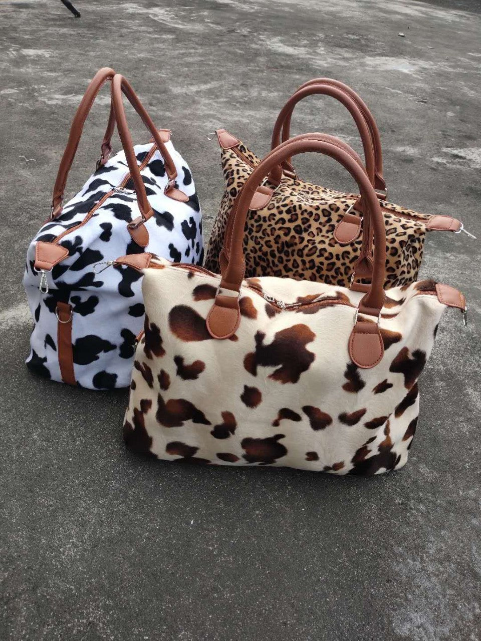 Hairy Cow Leopard Striped Luggage Bag Bags