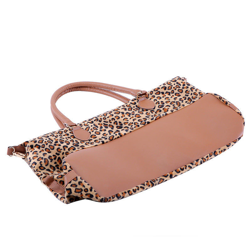 Women's Cow Print Leopard Print Large Capacity Canvas Bag