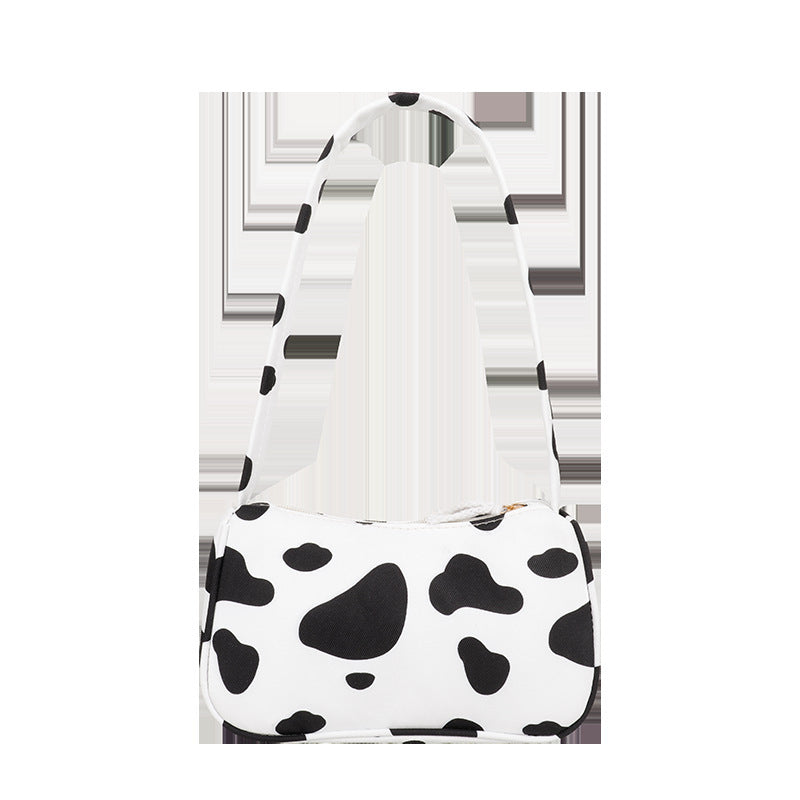 Cow Print Shoulder Bag Black And White