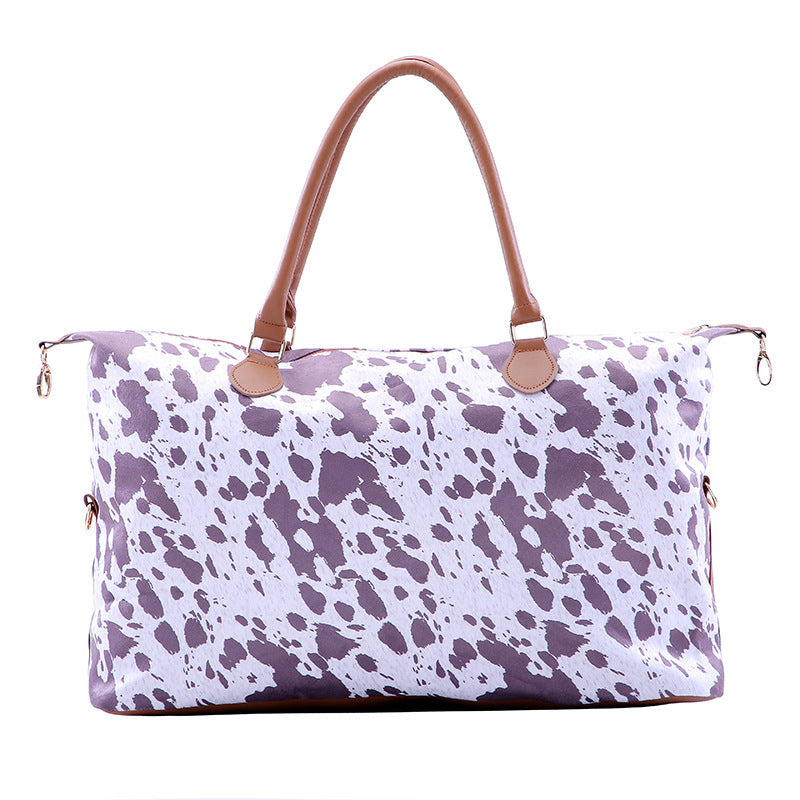 Women's Cow Print Leopard Print Large Capacity Canvas Bag