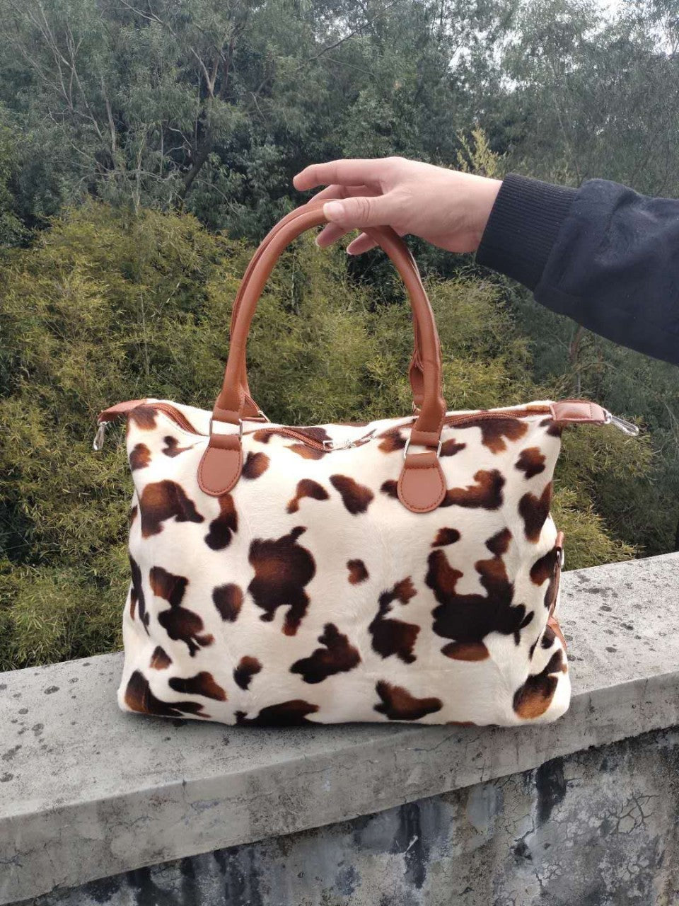 Hairy Cow Leopard Striped Luggage Bag Bags