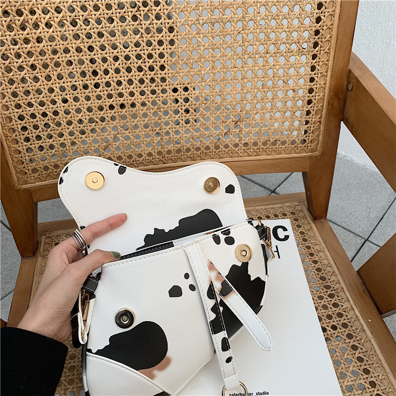 Mini small bag cow grain texture niche shoulder saddle bag