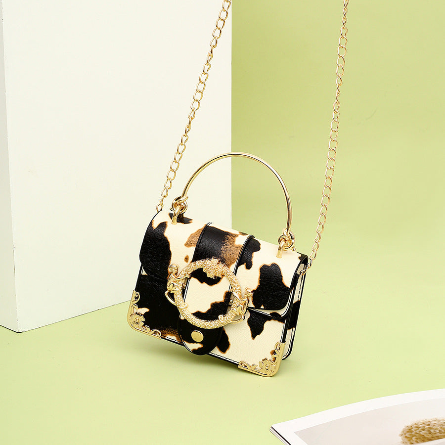 Cow Pattern Handbag Women Casual Chain Messenger Bag