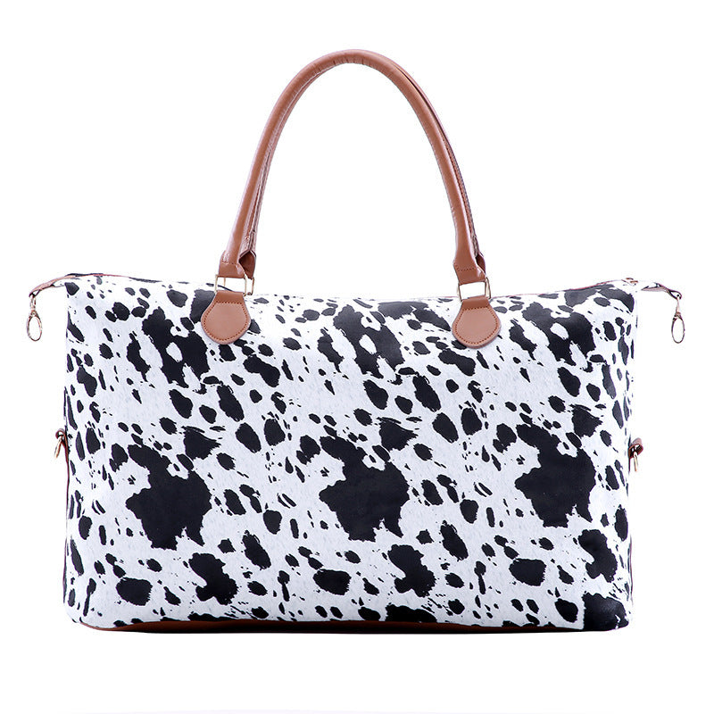 Women's Cow Print Leopard Print Large Capacity Canvas Bag