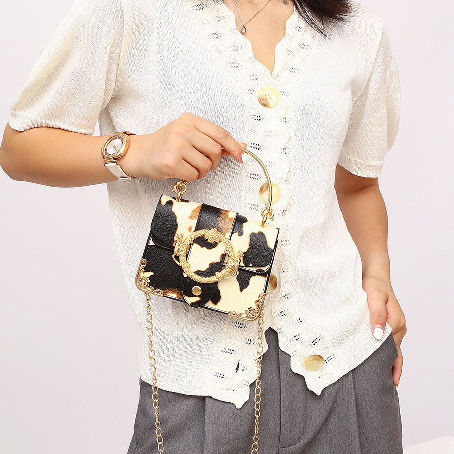 Cow Pattern Handbag Women Casual Chain Messenger Bag