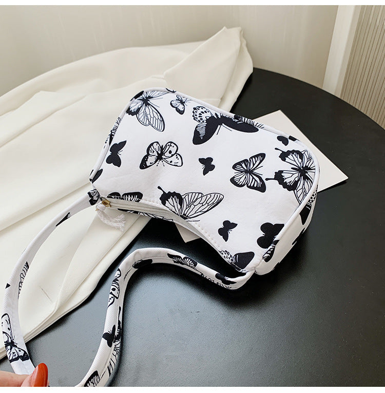 Cow Print Shoulder Bag Black And White